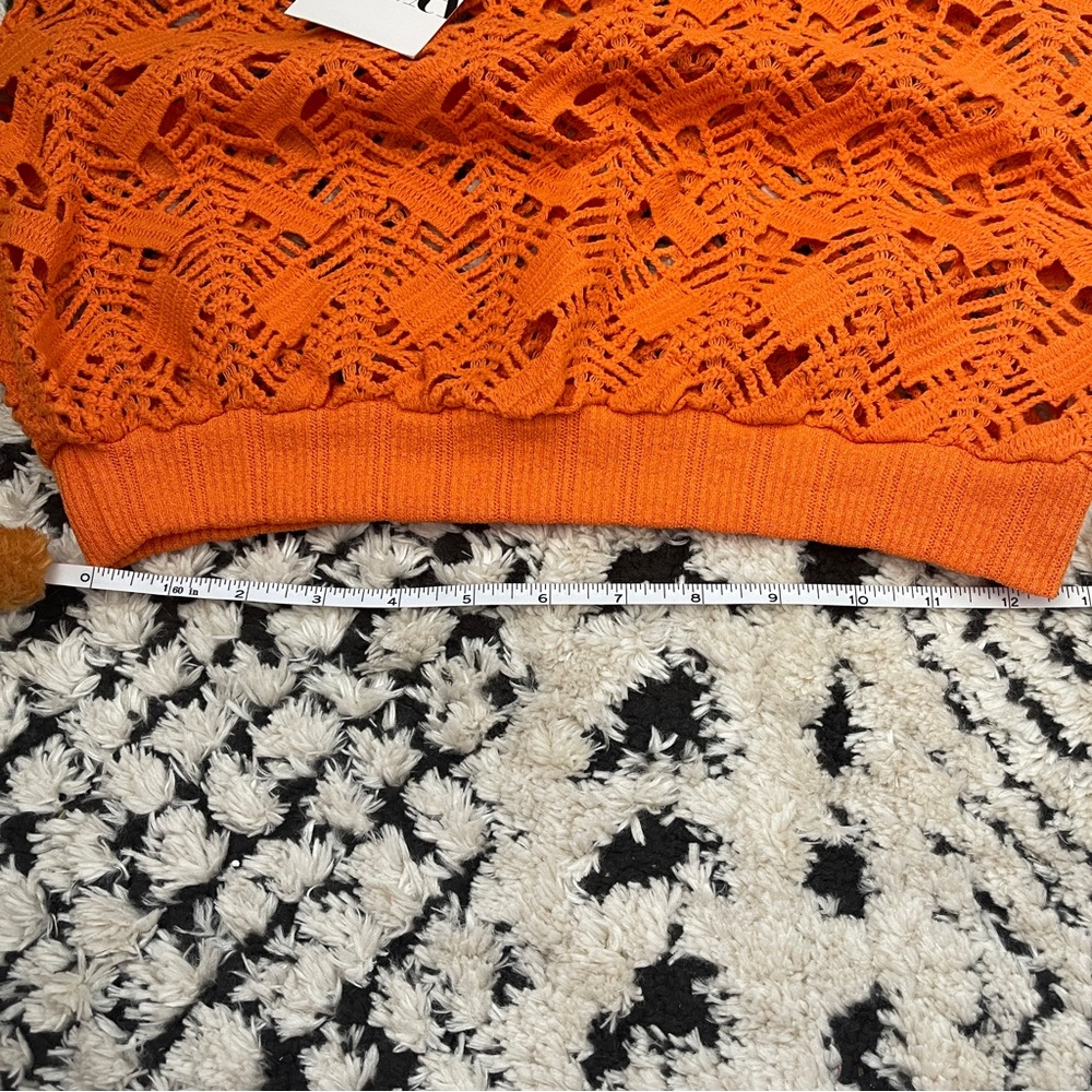 ZARA Orange Crochet Knit Top Sleeveless NWT M Boho Indie Coastal Grandma Resort - Picture 11 of 12